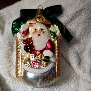 Waterford Santa Ornament with Red, Green, and Gold Accents